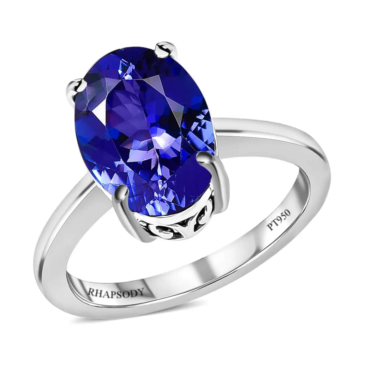 Rhapsody AAAA Tanzanite Ring, 950 Platinum Ring, Tanzanite Solitaire Ring, 950 Platinum Solitaire Ring, Engagement Rings For Women, Promise Ring 5.00 ctw image number 0
