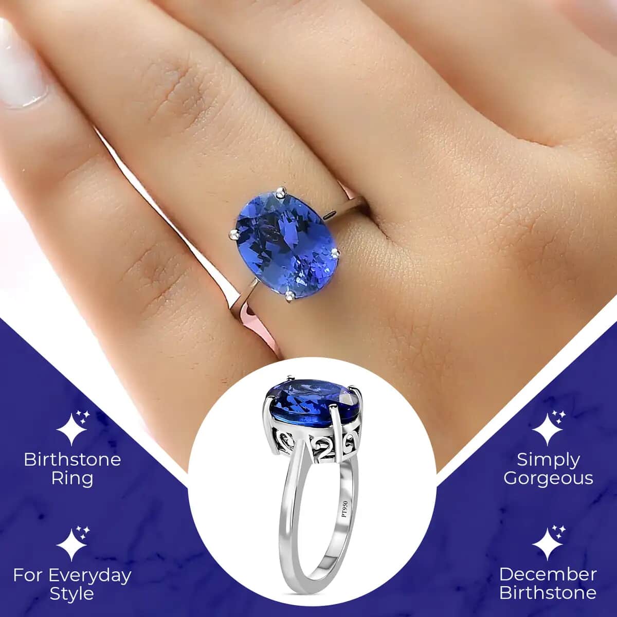 Rhapsody AAAA Tanzanite Ring, 950 Platinum Ring, Tanzanite Solitaire Ring, 950 Platinum Solitaire Ring, Engagement Rings For Women, Promise Ring 5.00 ctw image number 2