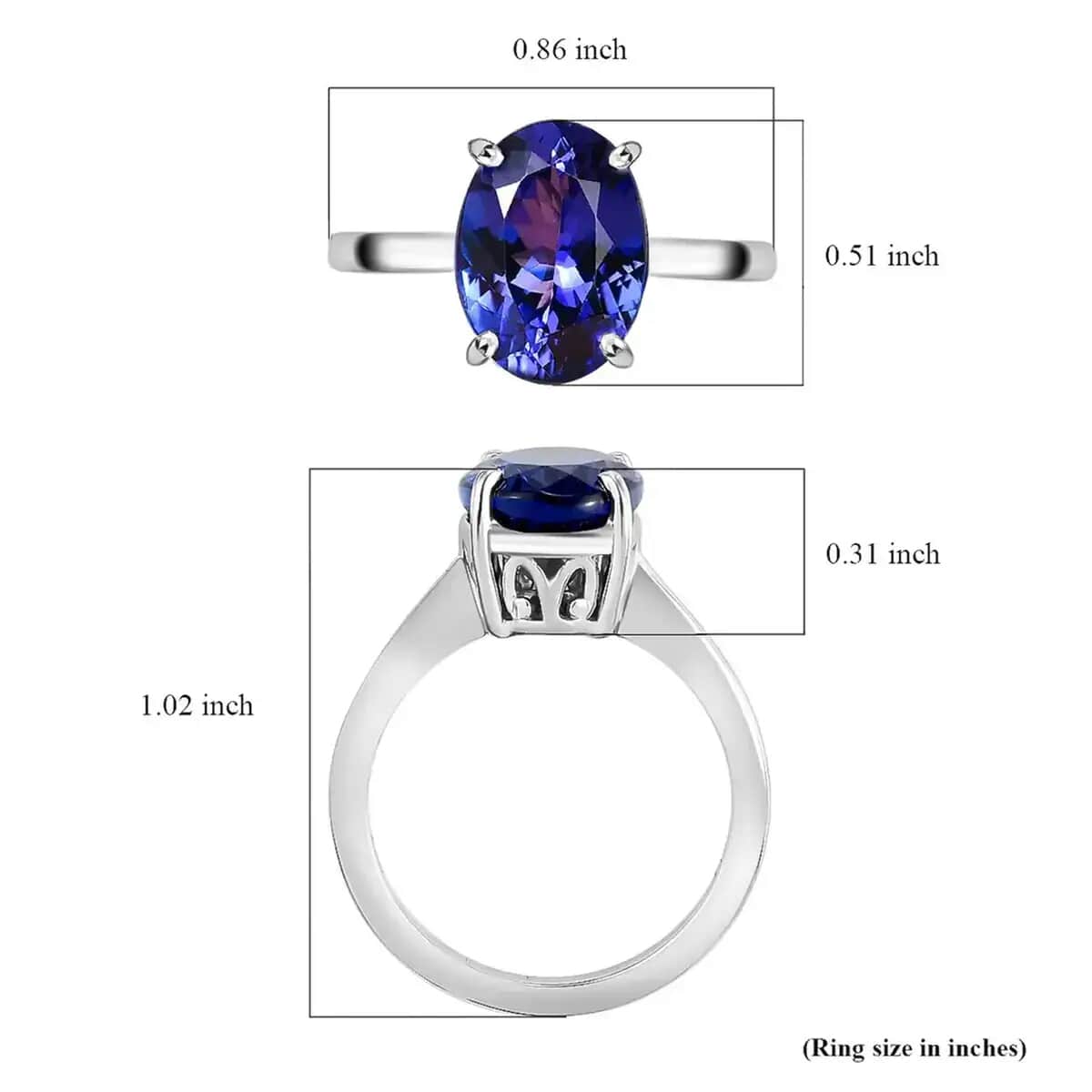 Rhapsody AAAA Tanzanite Ring, 950 Platinum Ring, Tanzanite Solitaire Ring, 950 Platinum Solitaire Ring, Engagement Rings For Women, Promise Ring 5.00 ctw image number 5