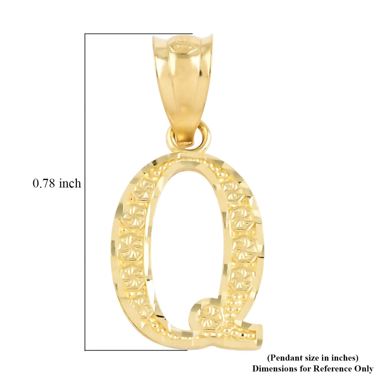 California Closeout Deal 10K Yellow Gold Initial Q Pendant image number 2