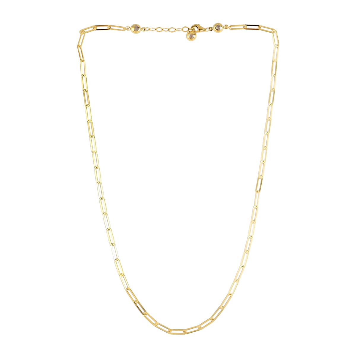 10K Yellow Gold Crystal 3mm Paper Clip Necklace with Extender 18-19 Inches 5 Grams image number 1