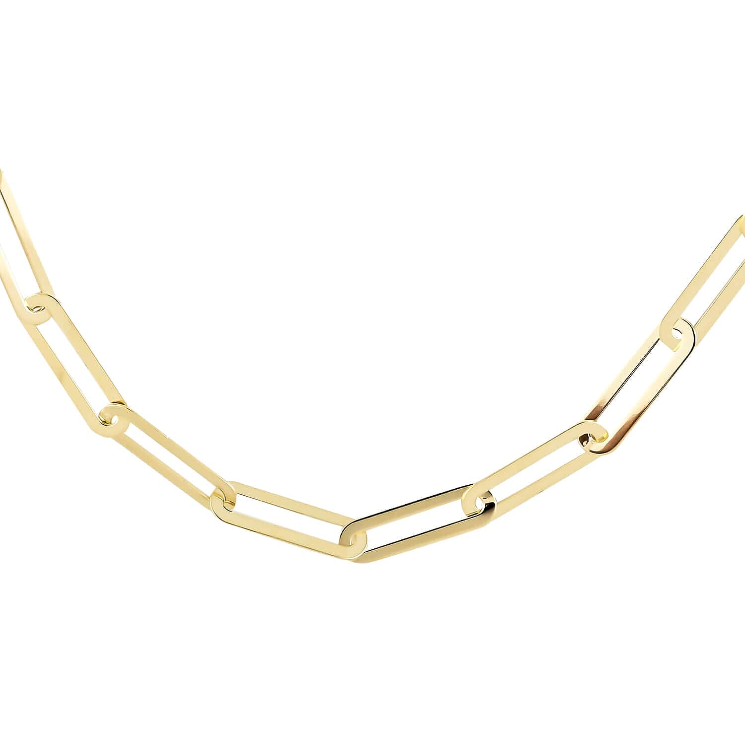 10K Yellow Gold Crystal 4mm Paper Clip Necklace 18-19 Inches 5.95 Grams