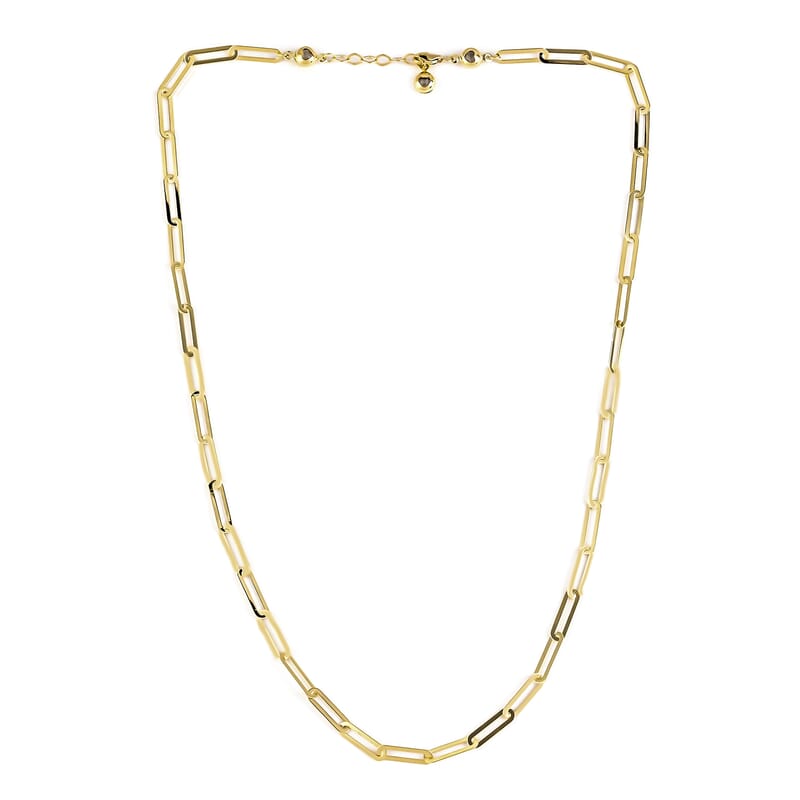 10K Yellow Gold Crystal 4mm Paper Clip Necklace 18-19 Inches 5.95 Grams
