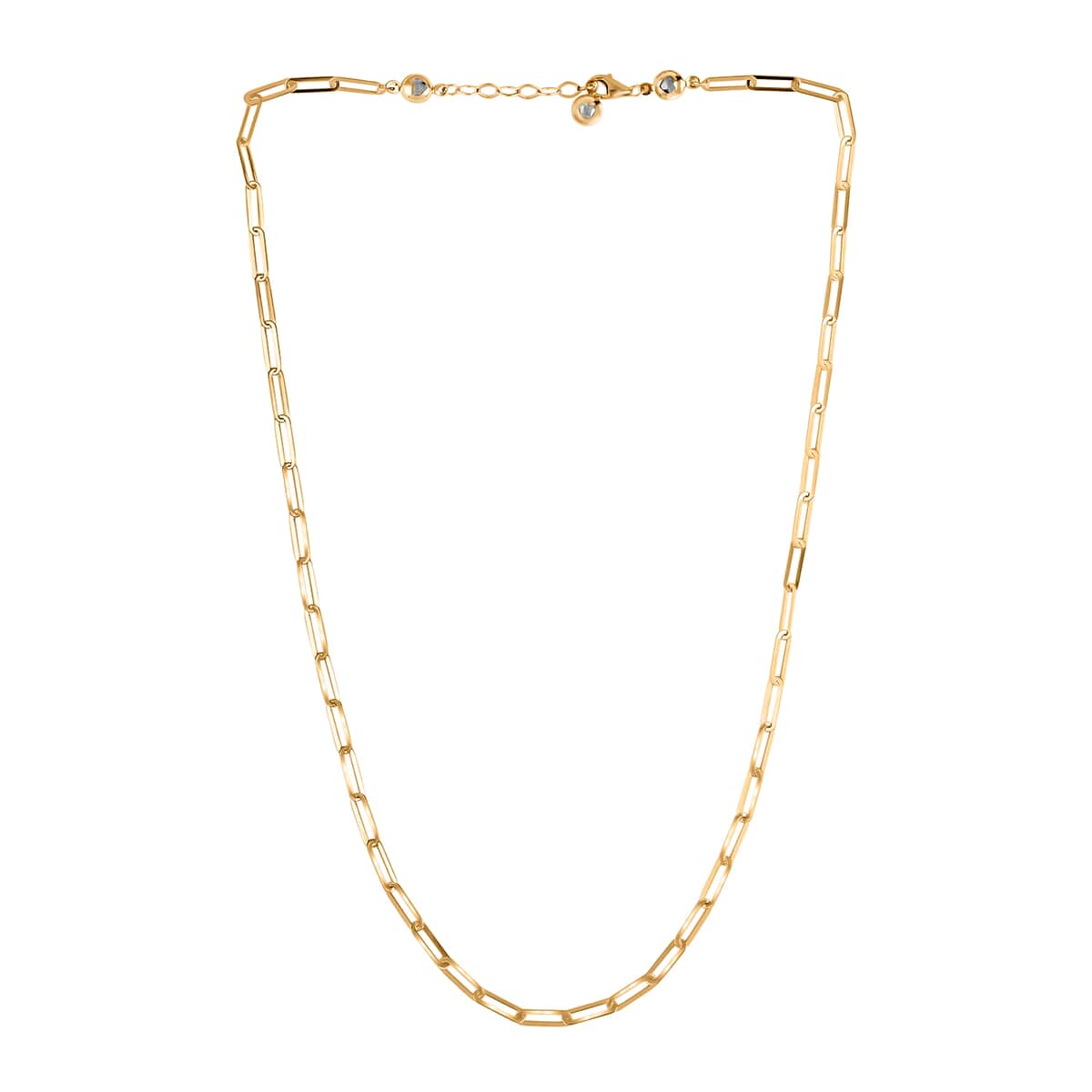 14K Yellow Gold Crystal Paper Clip Chain Necklace with Extender (22-23) Inches 3mm 6 Grams image number 1