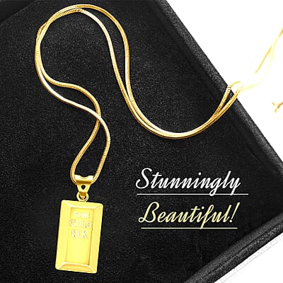 Electroforming Gold Collection 18K Yellow Gold Bar Pendant