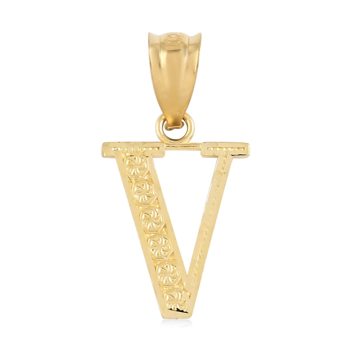 California Closeout Deal 10K Yellow Gold Initial V Pendant image number 0