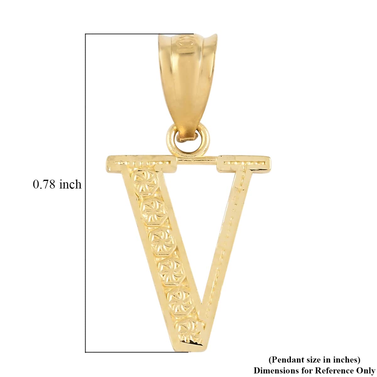 California Closeout Deal 10K Yellow Gold Initial V Pendant image number 2