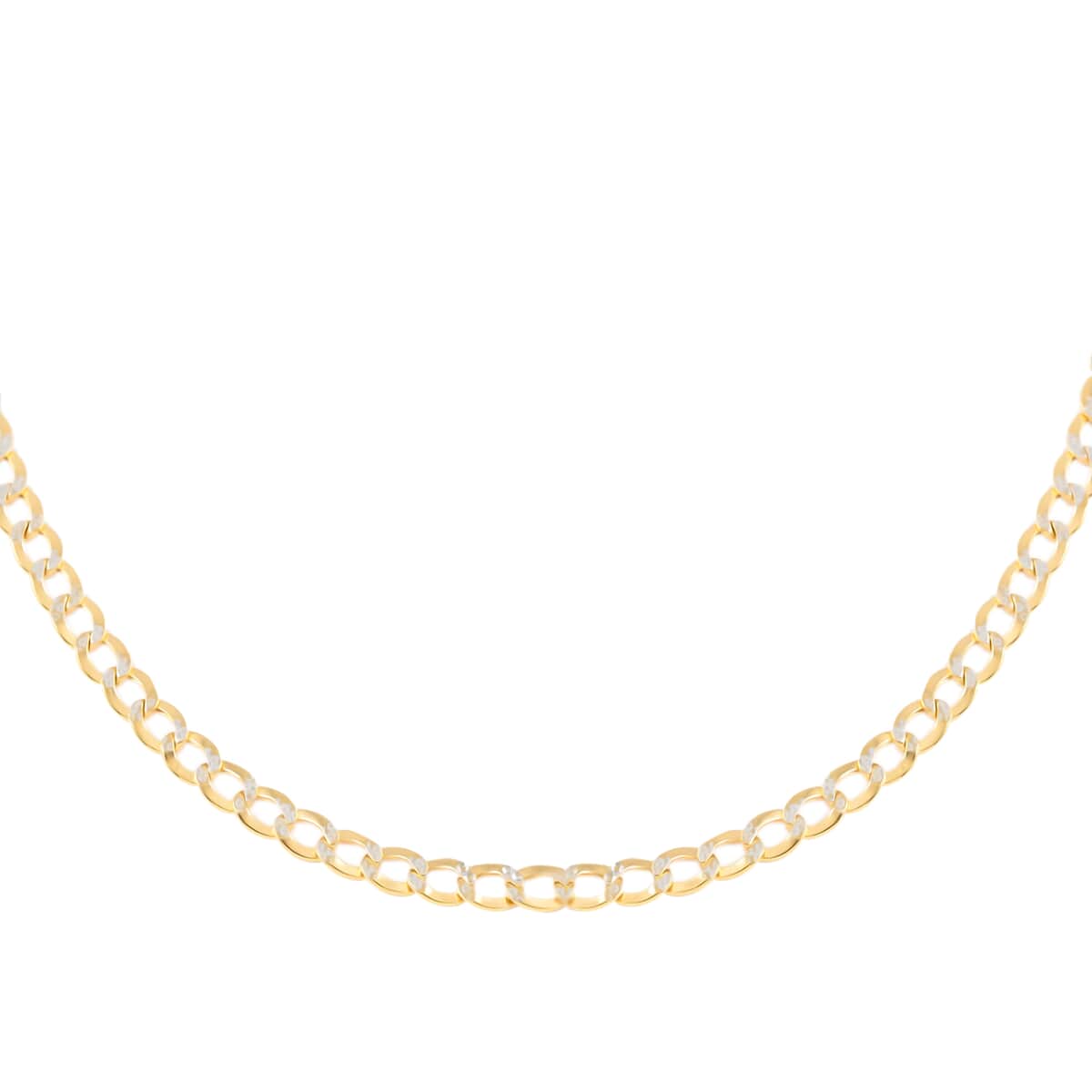 Italian 14K Yellow, White Gold 3.5mm Cuban Pave Necklace 20 Inches 4.50 Grams image number 0