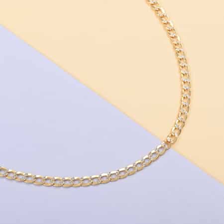 Italian 14K Yellow, White Gold 3.5mm Cuban Pave Necklace 20 Inches 4.50 Grams image number 1