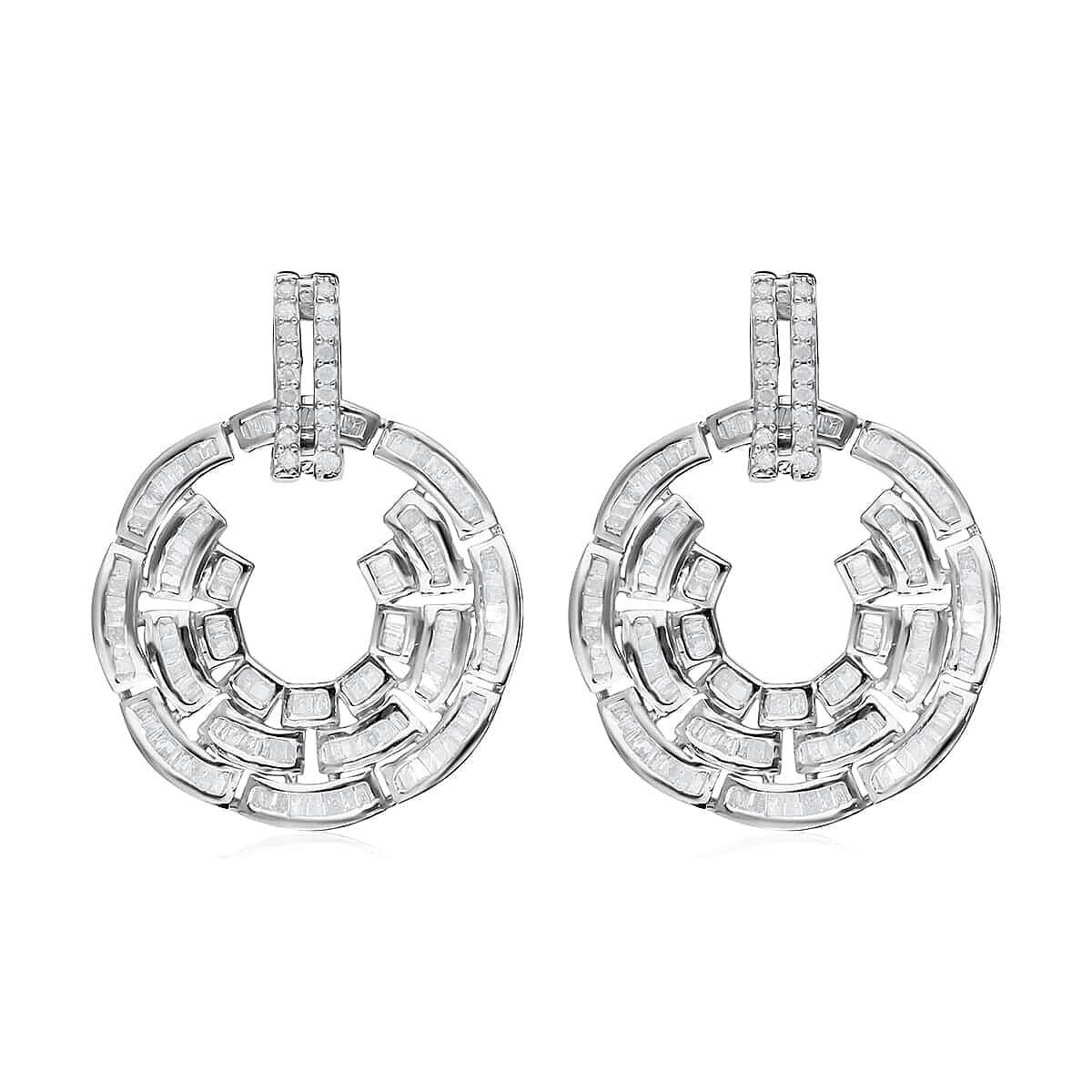 Diamond Earrings in Platinum Over Sterling Silver 1.50 ctw