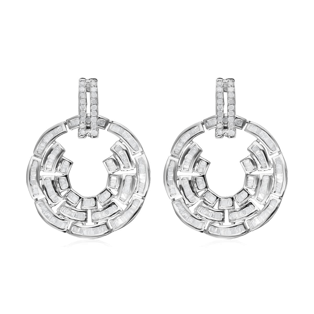 Diamond Earrings in Platinum Over Sterling Silver 1.50 ctw image number 0