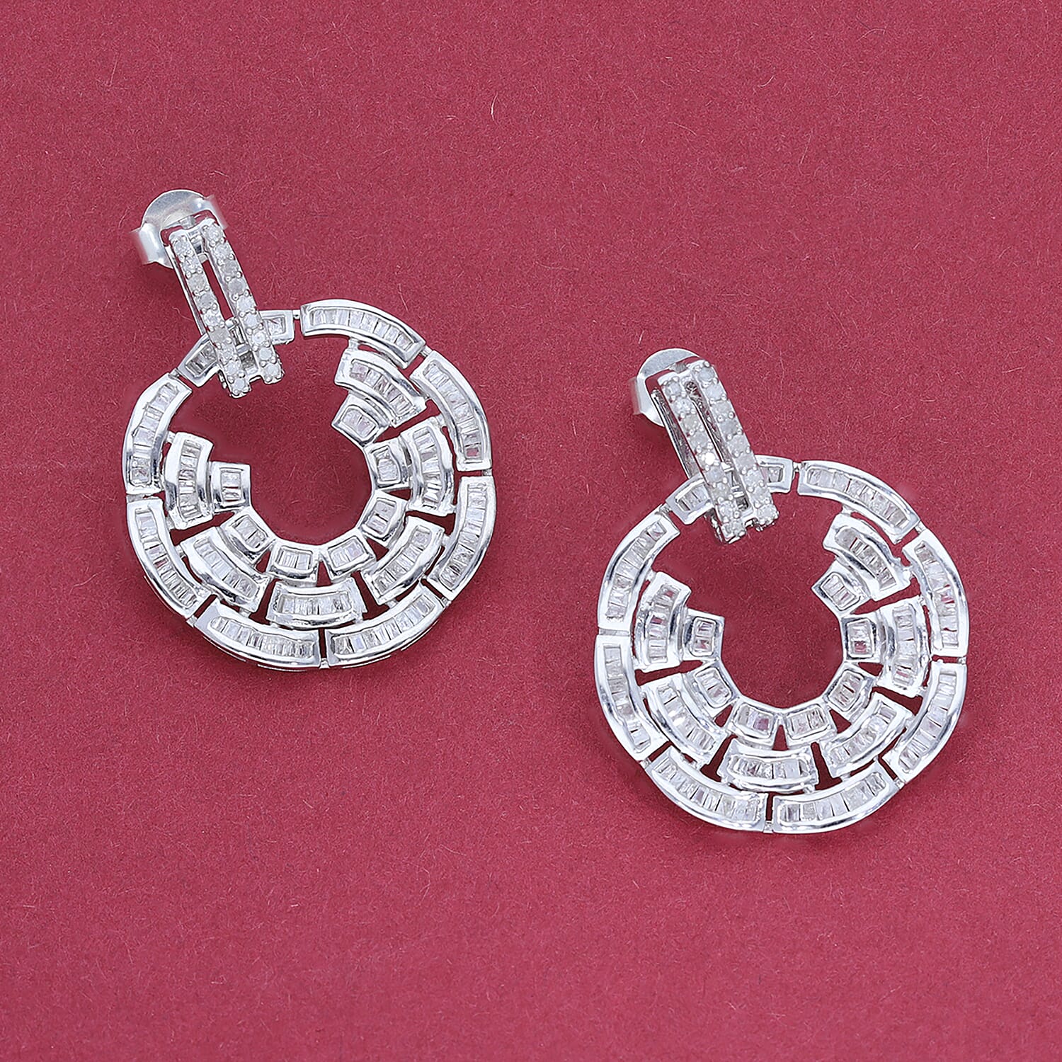 Diamond Earrings in Platinum Over Sterling Silver 1.50 ctw