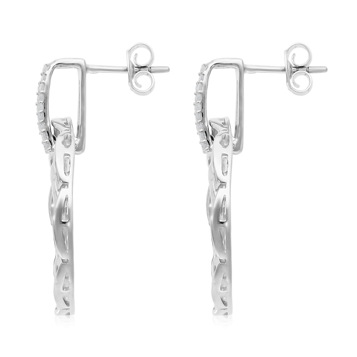 Diamond Earrings in Platinum Over Sterling Silver 1.50 ctw image number 3