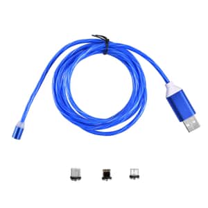 Blue 3 in 1 Magnetic USB Cable with Flowing LED Light