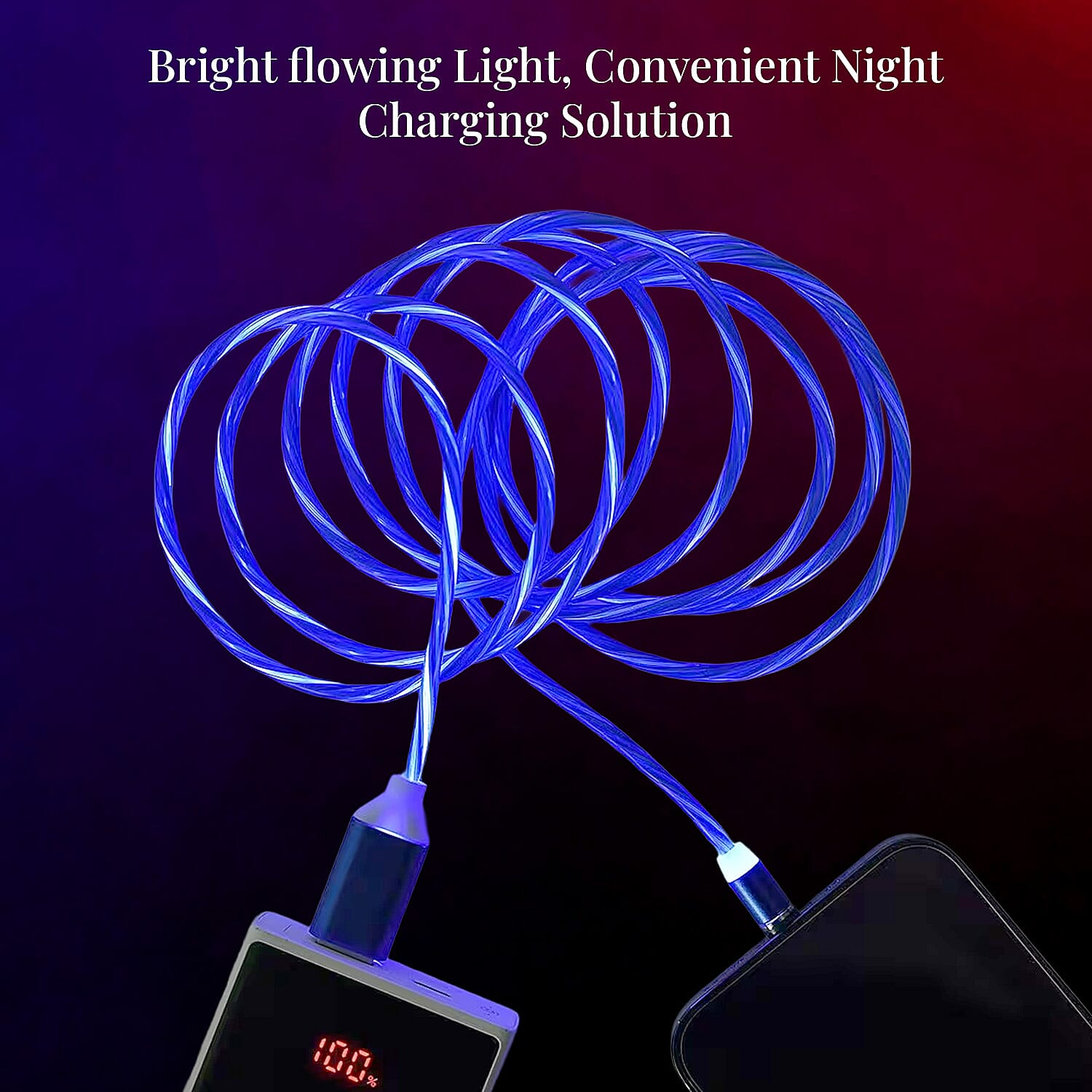 Homesmart Blue 3 in 1 Magnetic USB Cable with Flowing LED Light