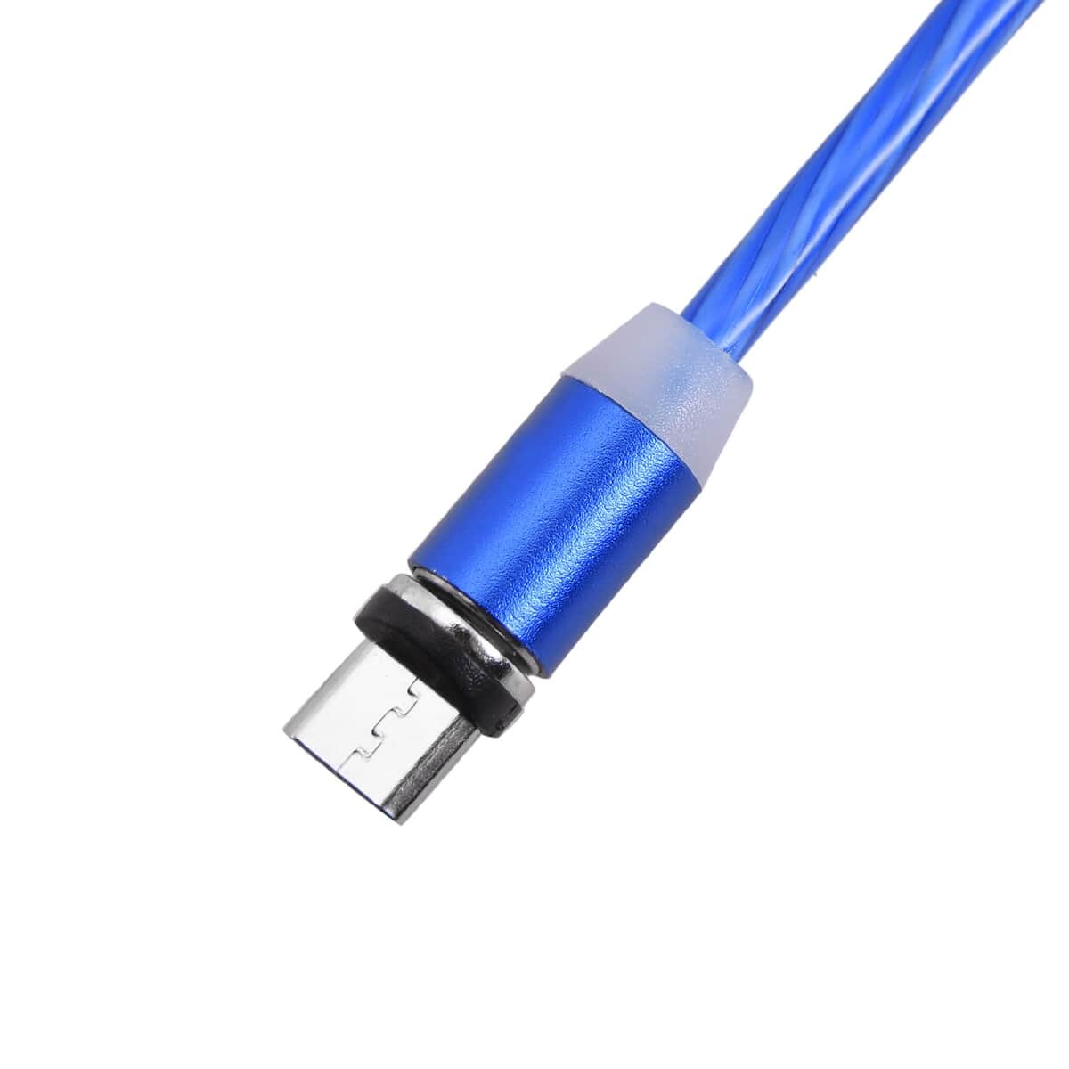 Blue 3 in 1 Magnetic USB Cable with Flowing LED Light (78.74") image number 3