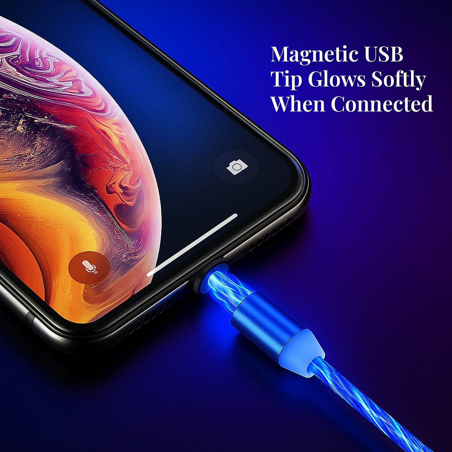 Homesmart Blue 3 in 1 Magnetic USB Cable with Flowing LED Light
