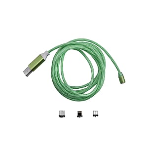 Green 3 in 1 Magnetic USB Cable with Flowing LED Light