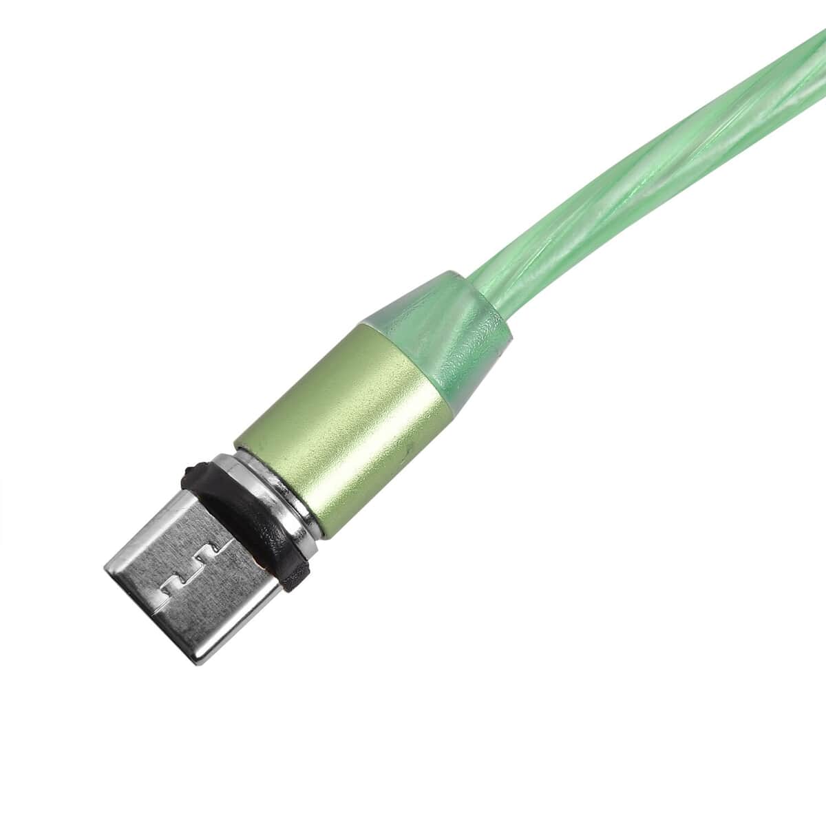 Green 3 in 1 Magnetic USB Cable with Flowing LED Light image number 2