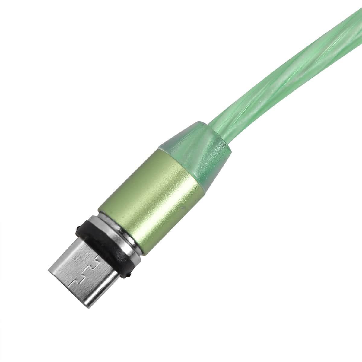 Green 3 in 1 Magnetic USB Cable with Flowing LED Light image number 3