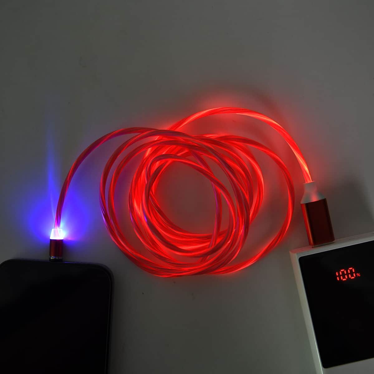 Red 3 in 1 Magnetic USB Cable with Flowing LED Light image number 1