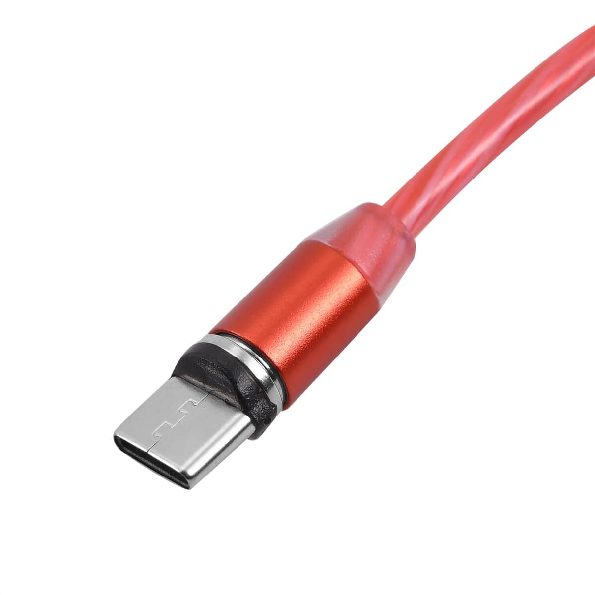 Red 3 in 1 Magnetic USB Cable with Flowing LED Light image number 2