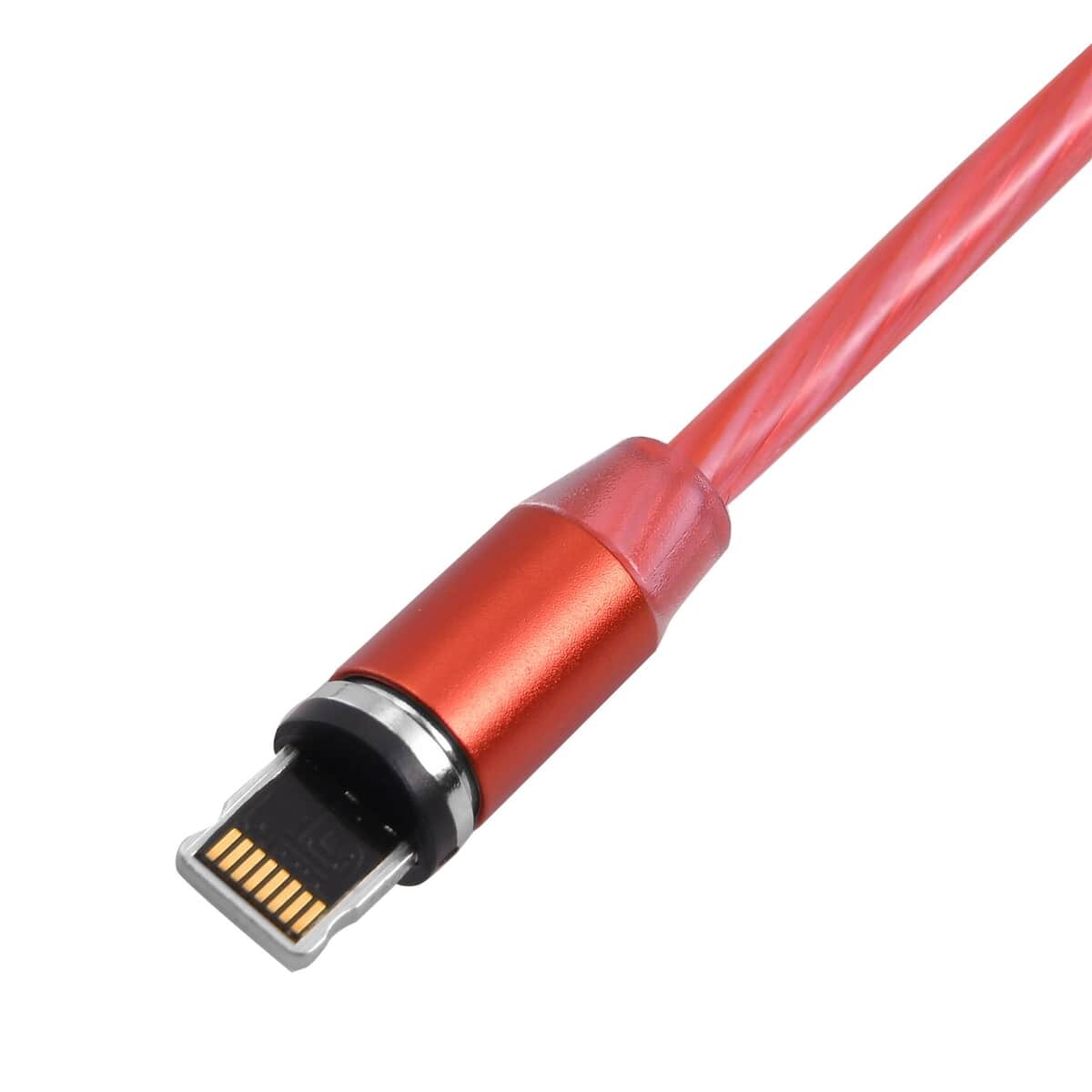 Red 3 in 1 Magnetic USB Cable with Flowing LED Light image number 3