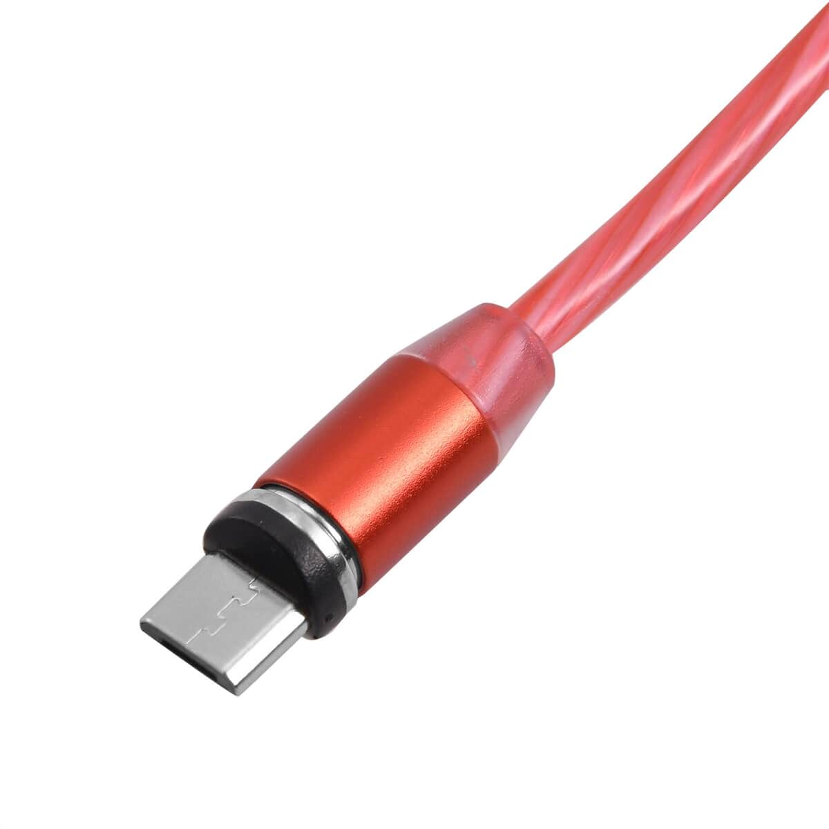 Red 3 in 1 Magnetic USB Cable with Flowing LED Light image number 4