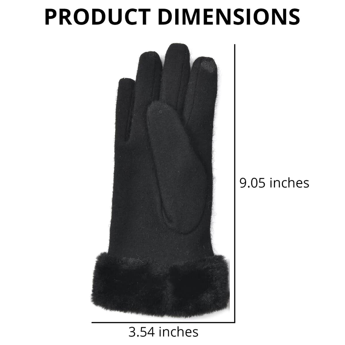 Ankur Treasure Chest Black Cashmere Warm Gloves with Faux Fur and Equipped Touch Screen Friendly image number 4