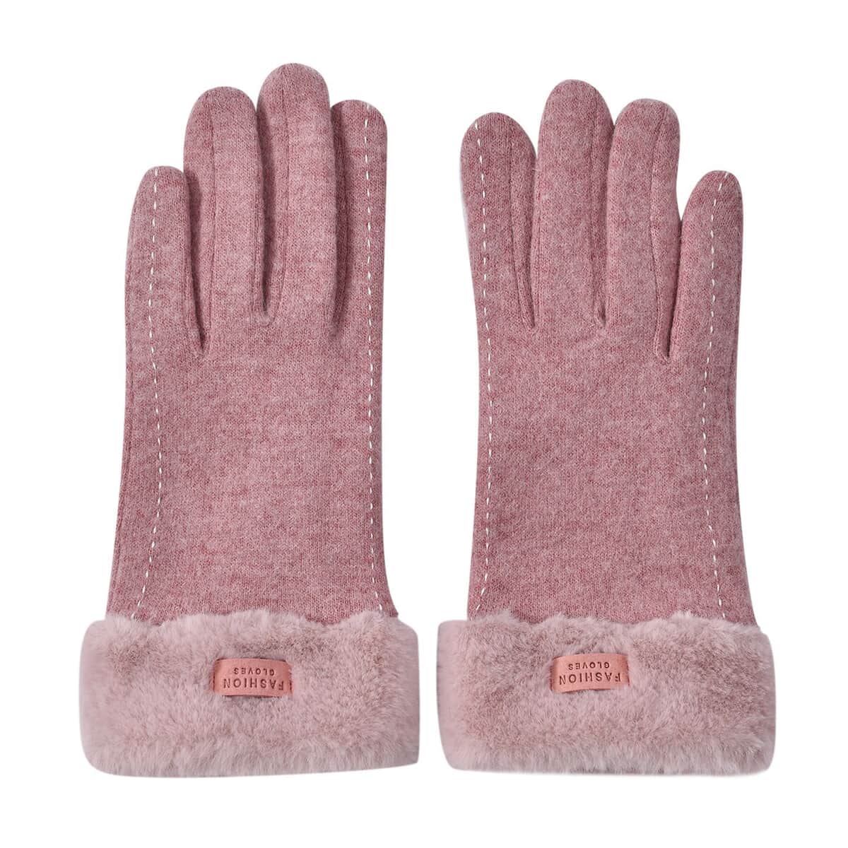 Ankur Treasure Chest Pink Cashmere Warm Gloves with Faux Fur and Equipped Touch Screen Friendly image number 0