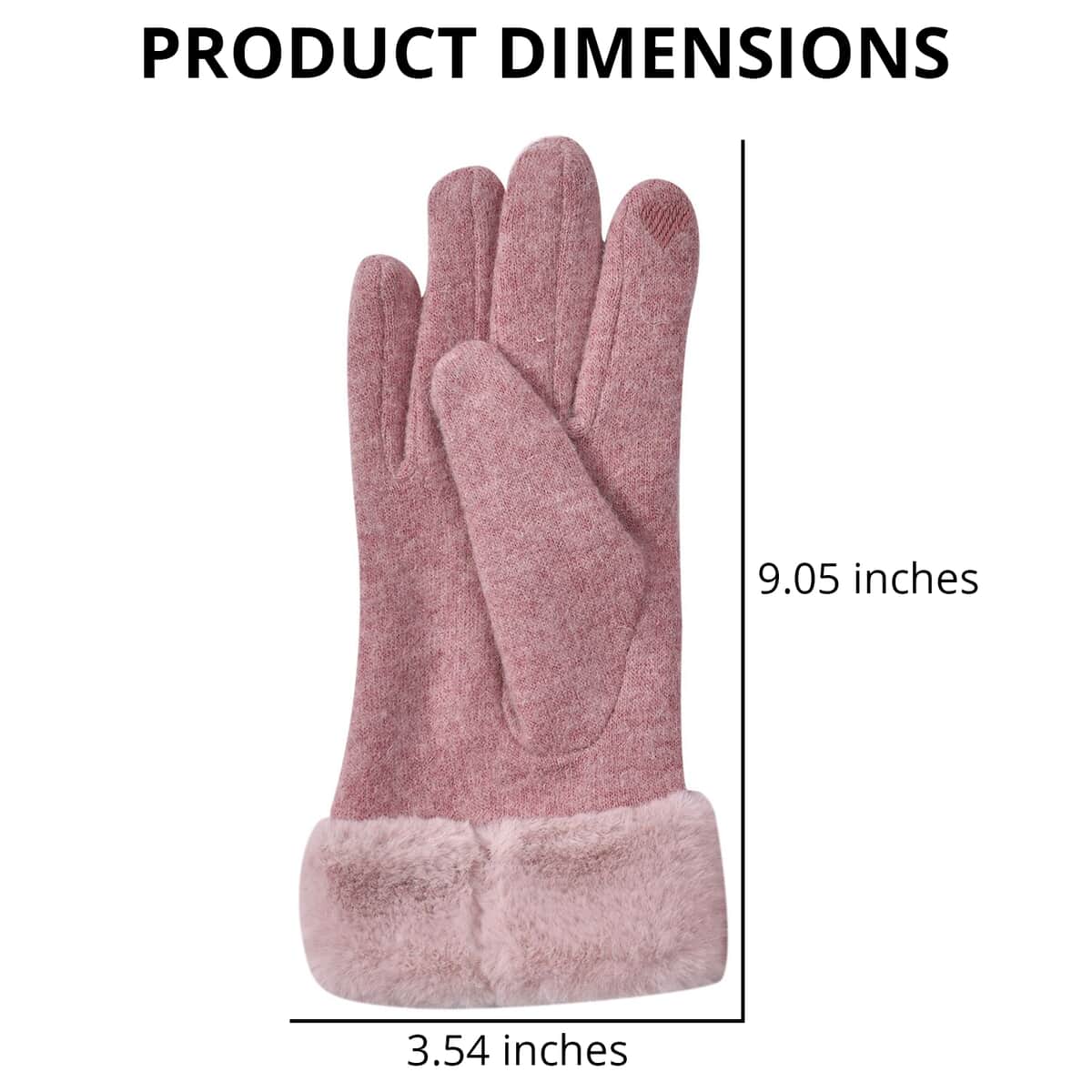 Ankur Treasure Chest Pink Cashmere Warm Gloves with Faux Fur and Equipped Touch Screen Friendly image number 4