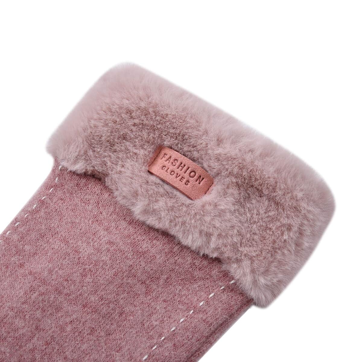 Ankur Treasure Chest Pink Cashmere Warm Gloves with Faux Fur and Equipped Touch Screen Friendly image number 5
