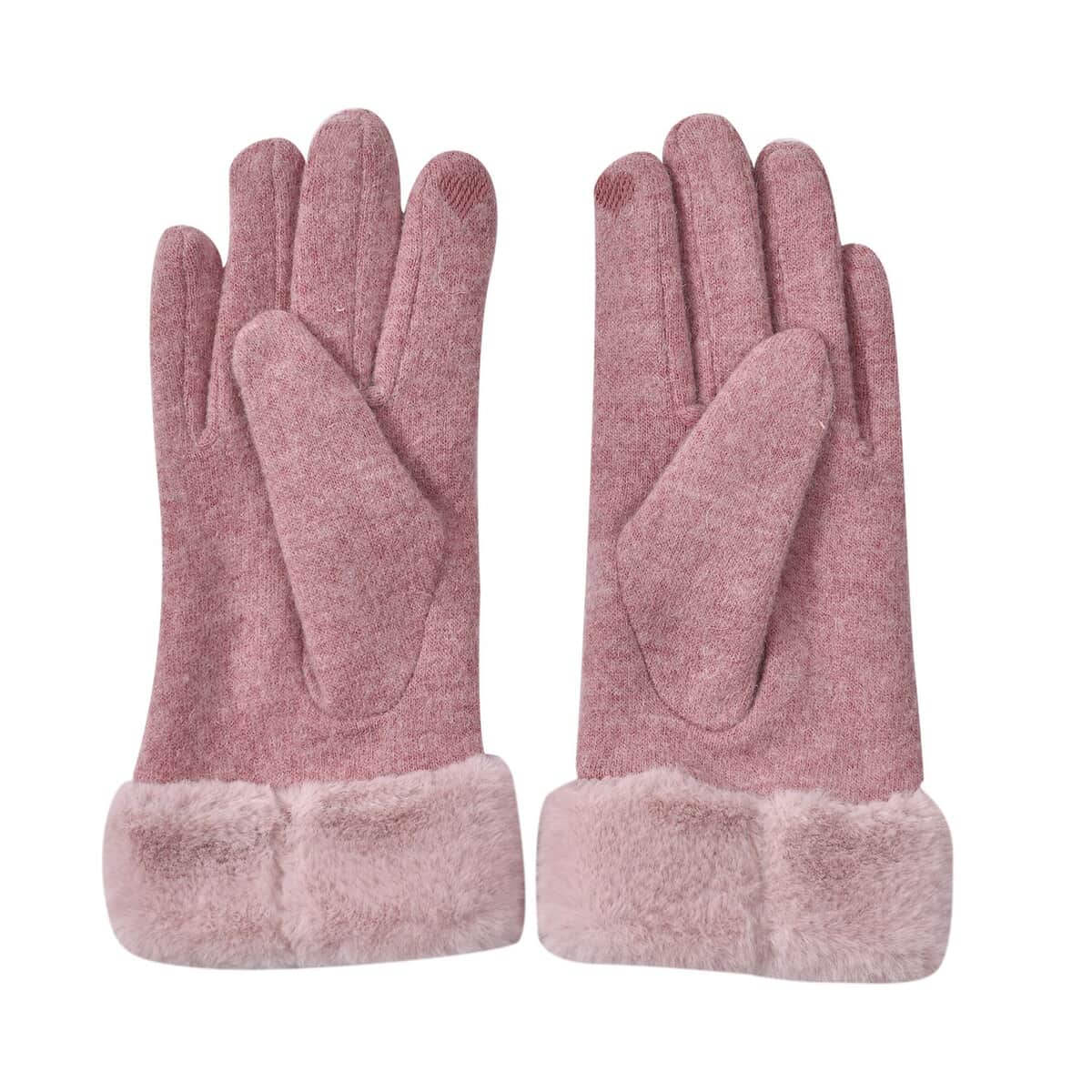Ankur Treasure Chest Pink Cashmere Warm Gloves with Faux Fur and Equipped Touch Screen Friendly image number 6