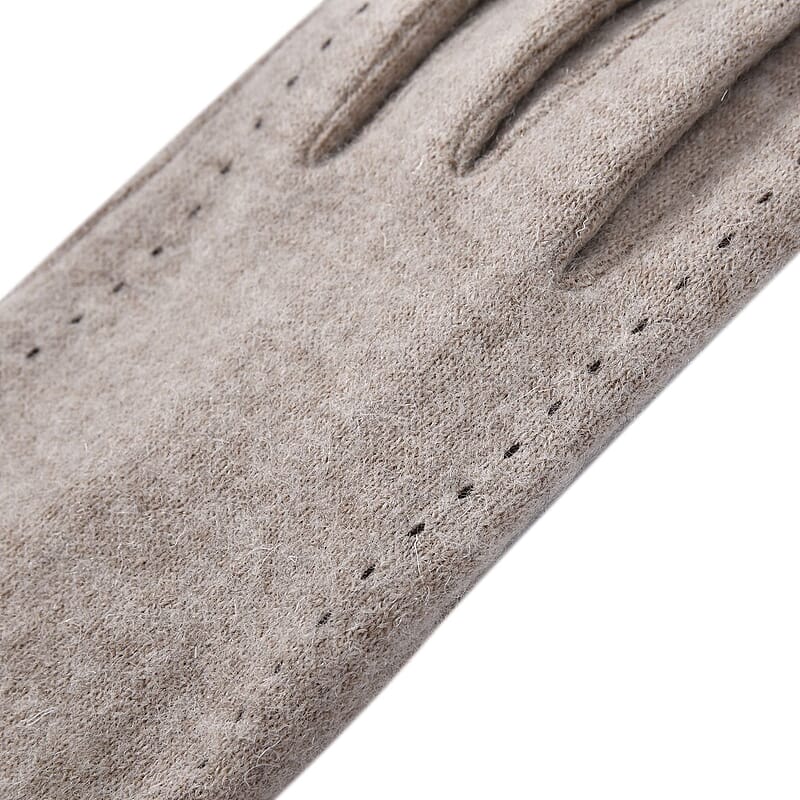 Ankur Treasure Chest Khaki Cashmere Warm Gloves with Faux Fur and Equipped Touch Screen Friendly
