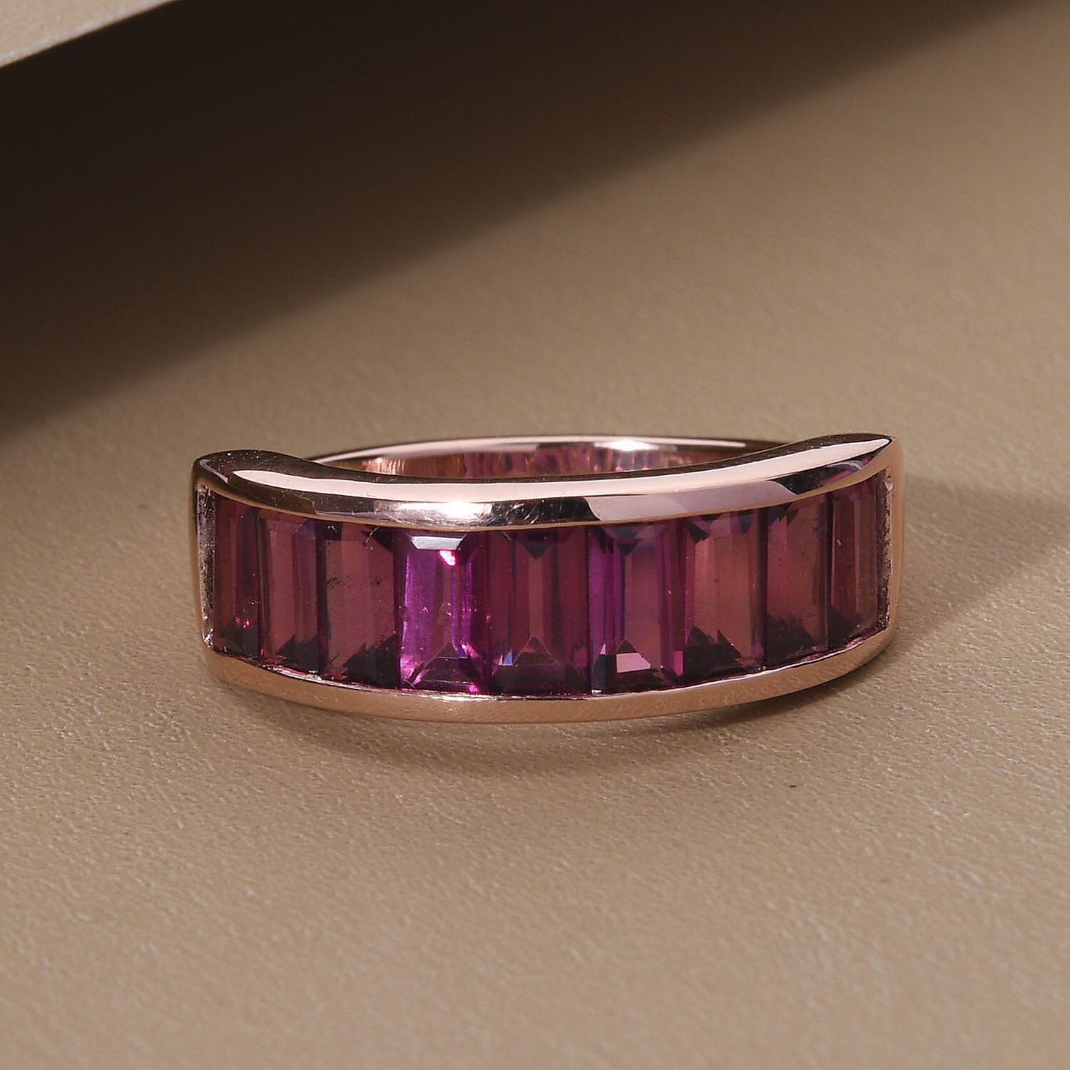 Orissa Rhodolite Garnet Half Eternity Band Ring in Vermeil Rose Gold Over Sterling Silver (Size 6.0) 2.25 ctw