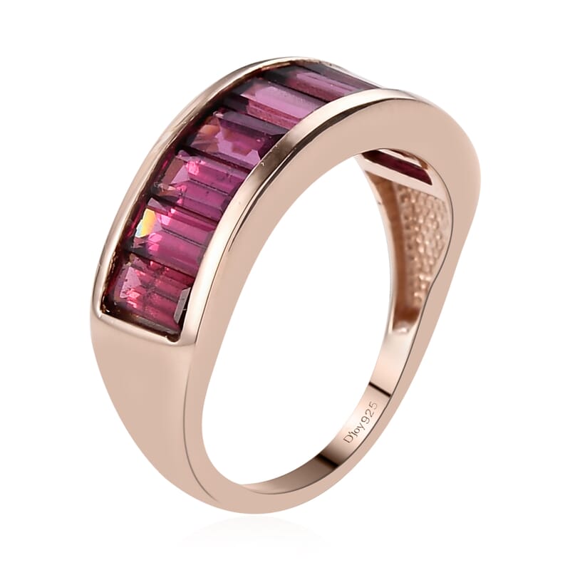 Orissa Rhodolite Garnet Half Eternity Band Ring in Vermeil Rose Gold Over Sterling Silver (Size 6.0) 2.25 ctw