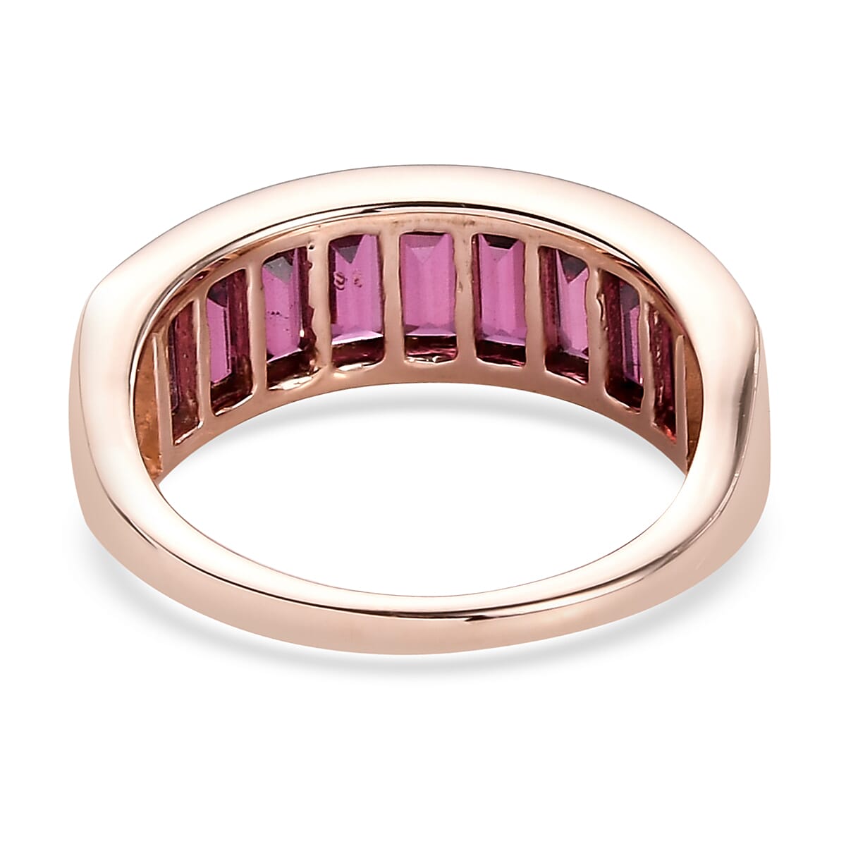 Orissa Rhodolite Garnet Half Eternity Band Ring in Vermeil Rose Gold Over Sterling Silver (Size 6.0) 2.25 ctw