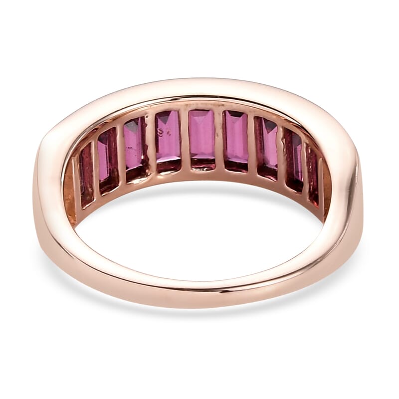 Orissa Rhodolite Garnet Half Eternity Band Ring in Vermeil Rose Gold Over Sterling Silver (Size 6.0) 2.25 ctw