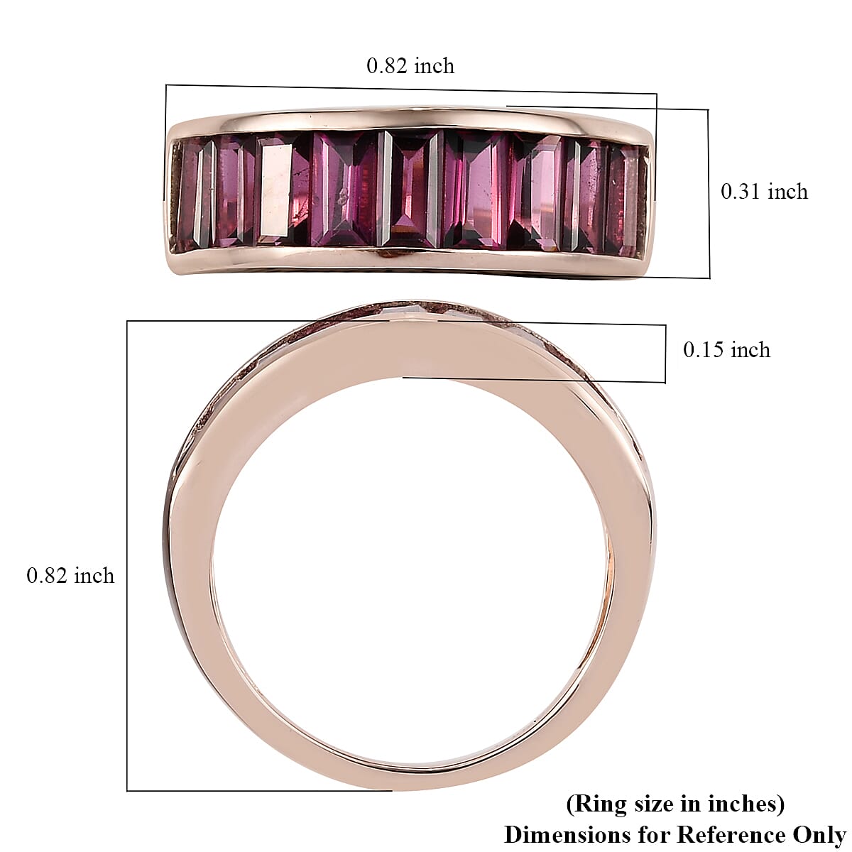 Orissa Rhodolite Garnet Half Eternity Band Ring in Vermeil Rose Gold Over Sterling Silver (Size 6.0) 2.25 ctw