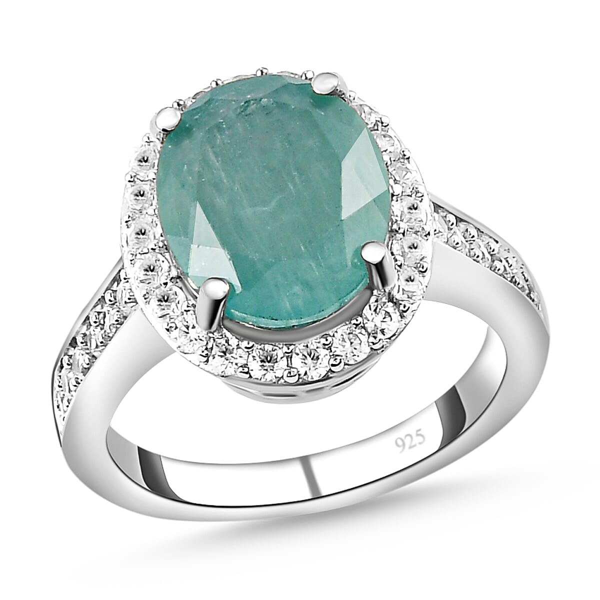Grandidierite and White Zircon 4.39 ctw Ring in Platinum Over Sterling Silver (Size 6.5)