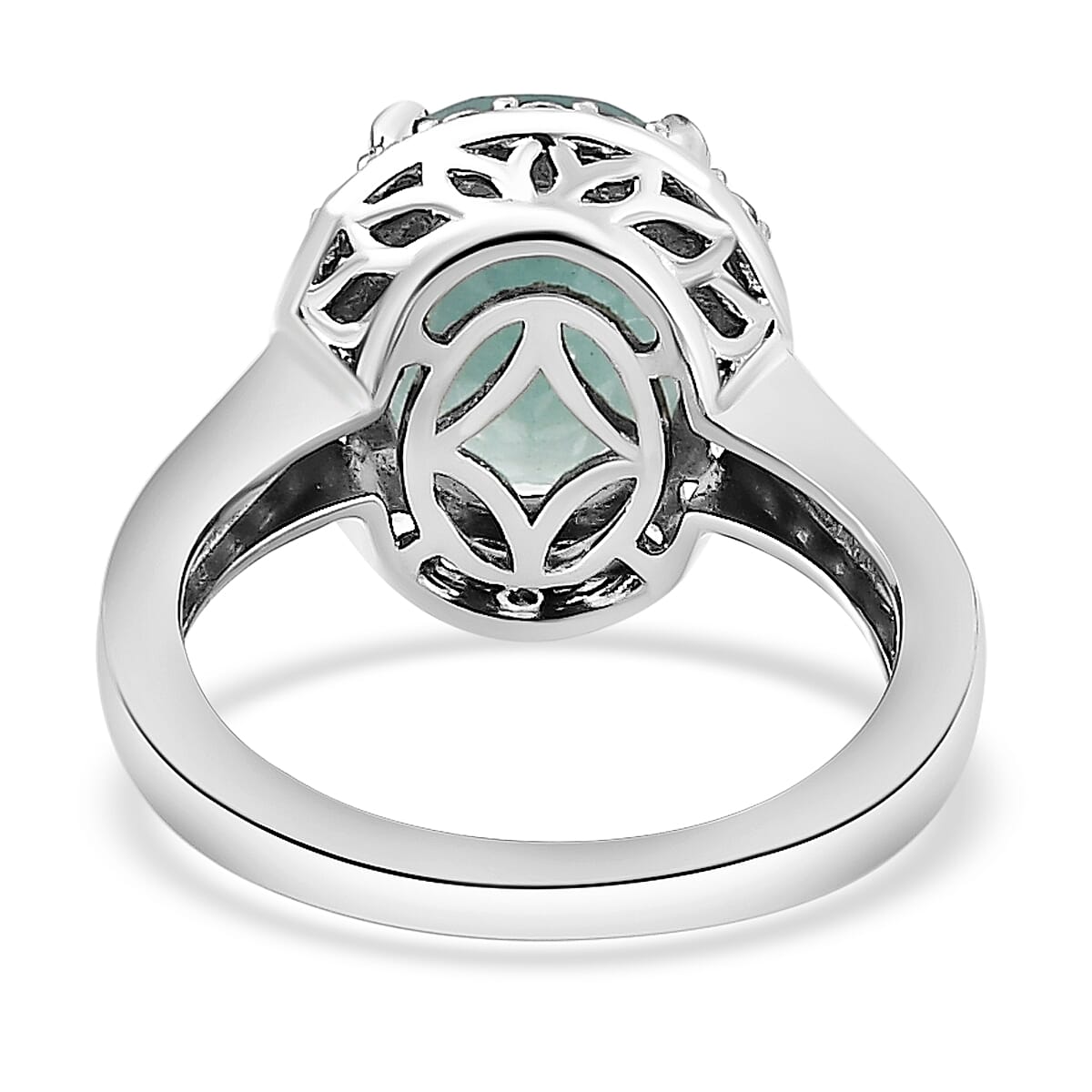 Grandidierite and White Zircon 4.39 ctw Ring in Platinum Over Sterling Silver (Size 6.5)