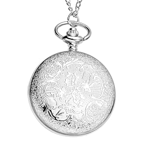 Strada Japanese Movement Jet Plane Pattern Pocket Watch with Chain (up to 31 Inches)