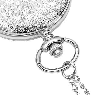 Strada Japanese Movement Jet Plane Pattern Pocket Watch with Chain (up to 31 Inches)