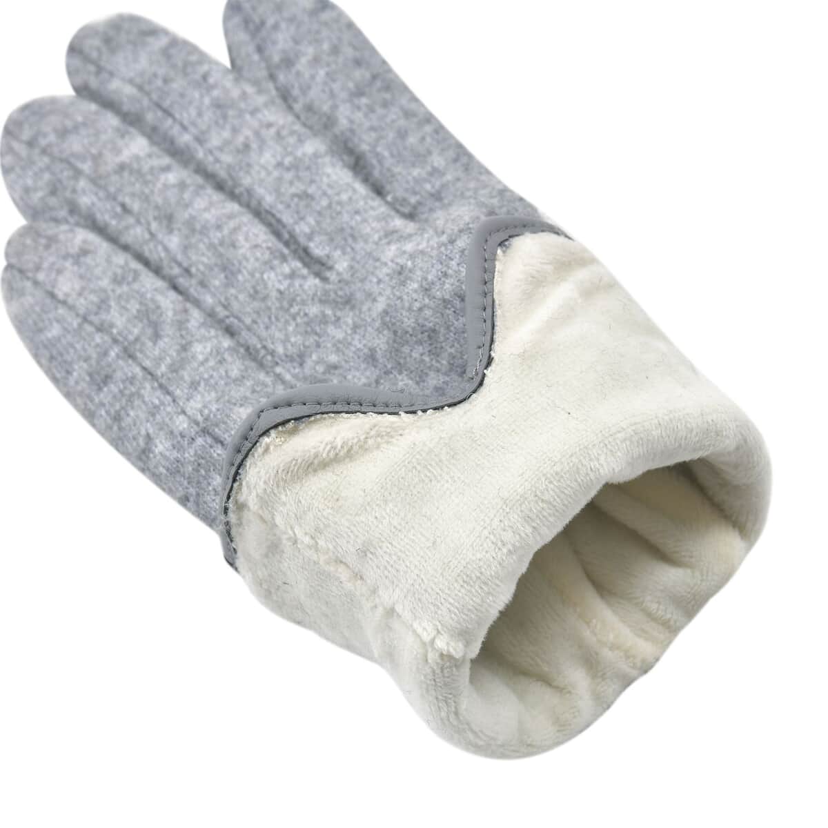Gray Cashmere Warm Gloves with Bowknot and Equipped Touch Screen Friendly image number 2