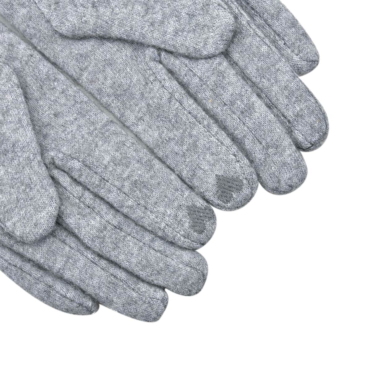 Gray Cashmere Warm Gloves with Bowknot and Equipped Touch Screen Friendly image number 3