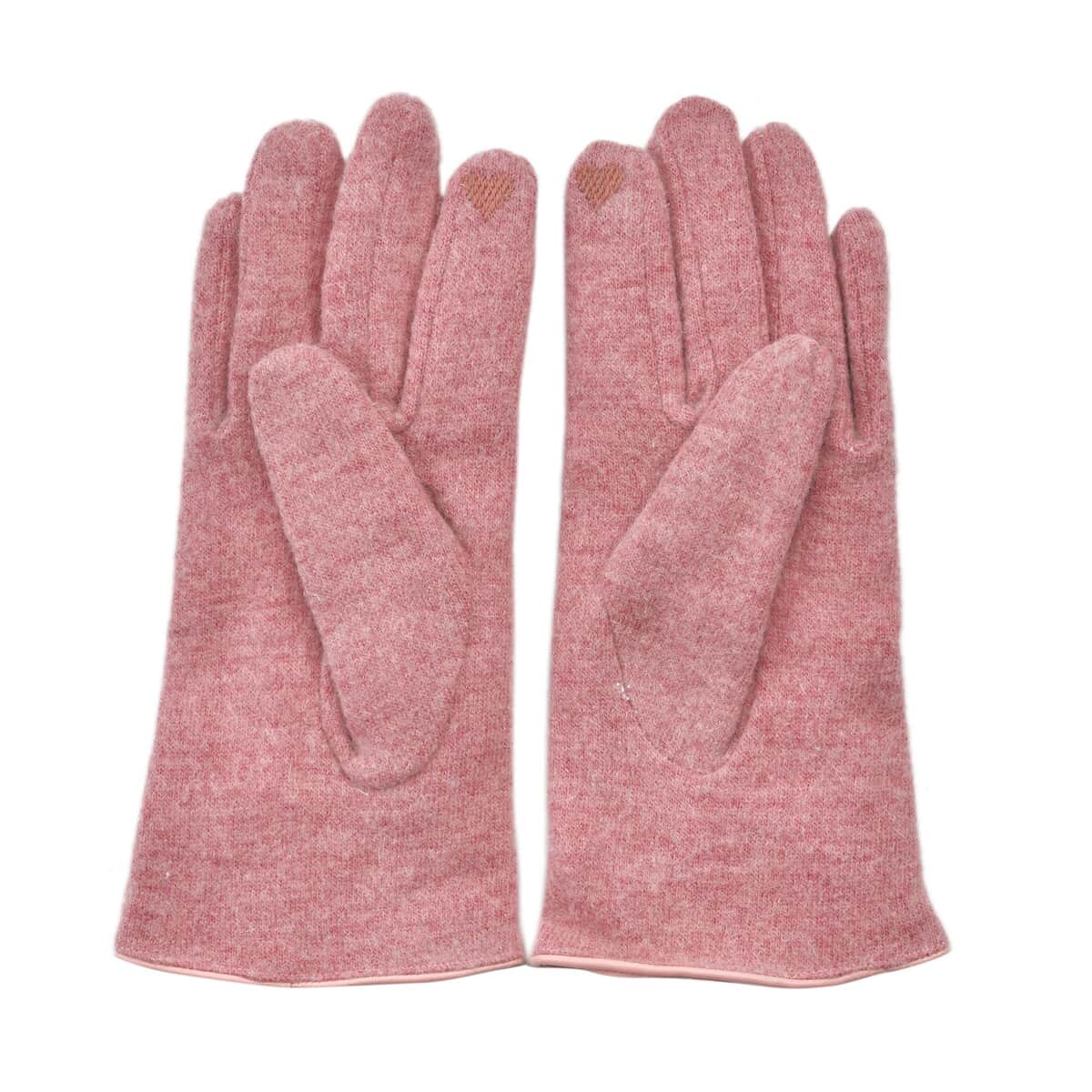 Pink Cashmere Warm Gloves with Bowknot and Equipped Touch Screen Friendly image number 1
