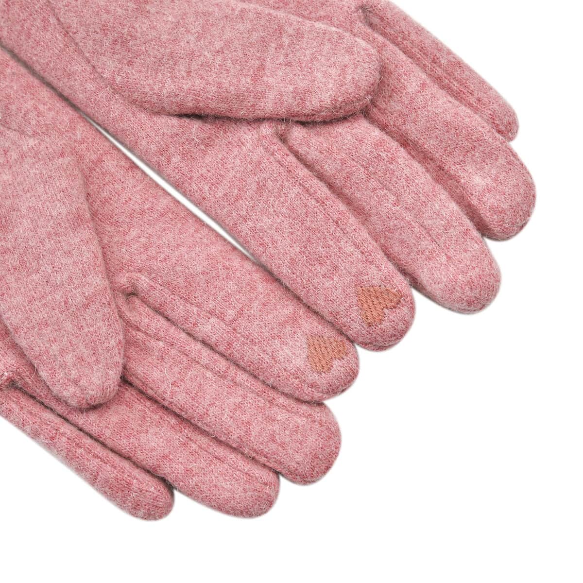 Pink Cashmere Warm Gloves with Bowknot and Equipped Touch Screen Friendly image number 3