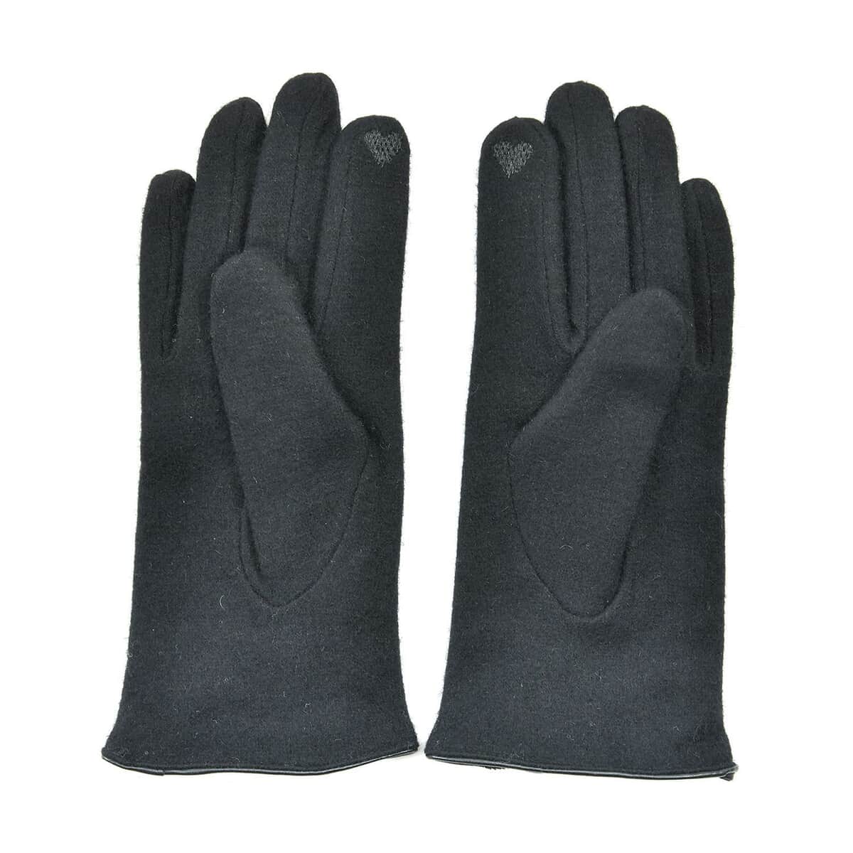 Black Cashmere Warm Gloves with Bowknot and Equipped Touch Screen Friendly image number 1