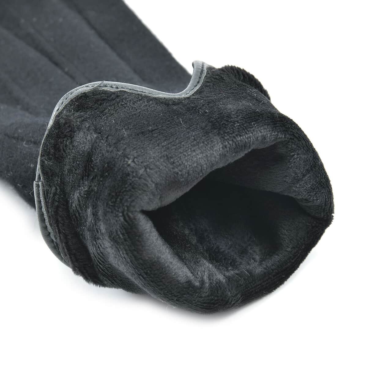 Black Cashmere Warm Gloves with Bowknot and Equipped Touch Screen Friendly image number 2
