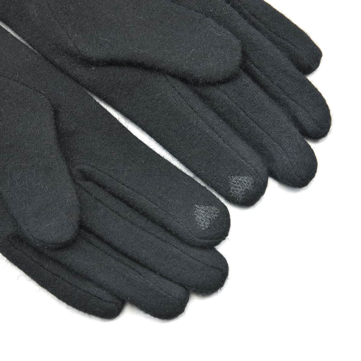 Black Cashmere Warm Gloves with Bowknot and Equipped Touch Screen Friendly image number 3
